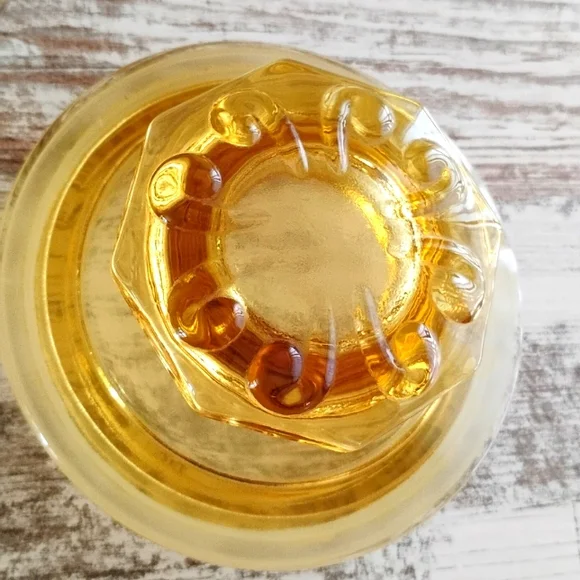 L E Smith Atterbury Scroll Imperial Glass Canister Apothecary Jar Amber Vintage - Picture 3 of 8